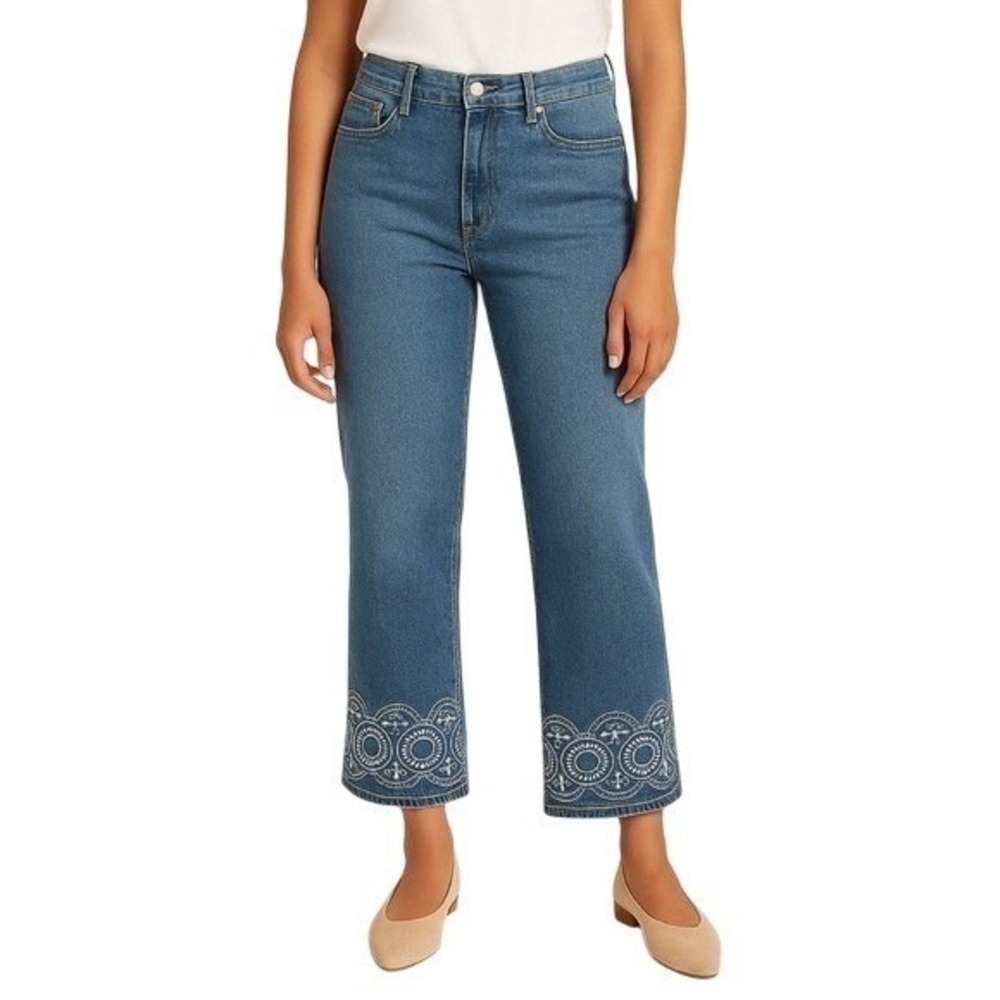 BAGATELLE Women's Hi Rise Blue Jeans CROPPED EMBROIDERY Size 29